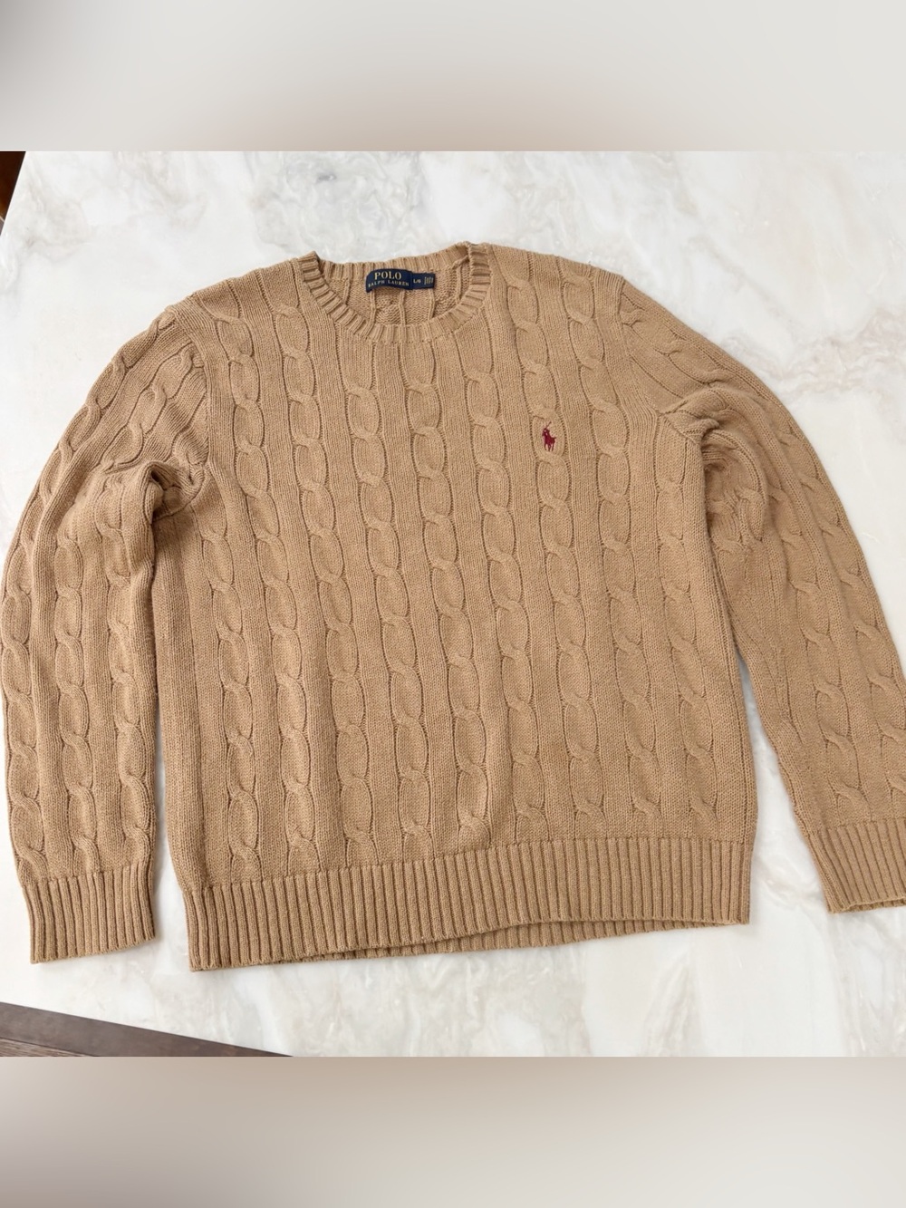 Polo Ralph Lauren Men’s Cotton Cable Knit Sweater Size Large Tan